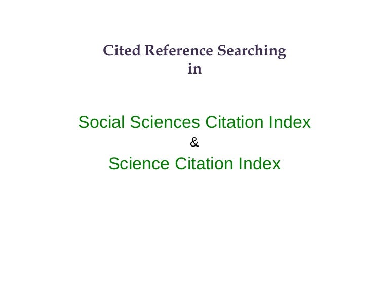 Cited Reference Searching