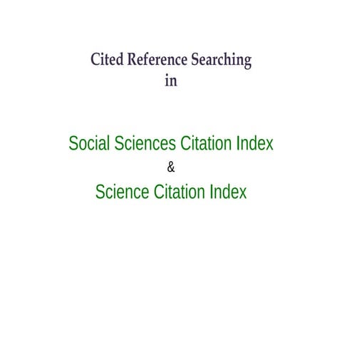 Cited Reference Searching