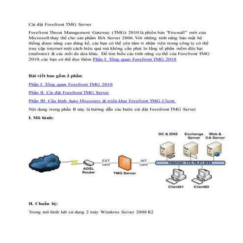 Cài đặt forefront tmg 2010 server | DOCX