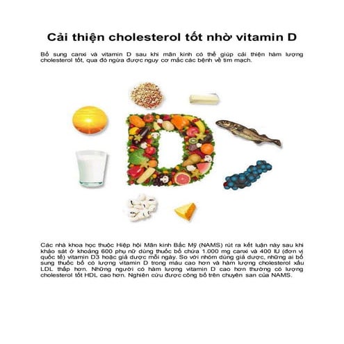 Cải thiện cholesterol tốt nhờ vitamin D