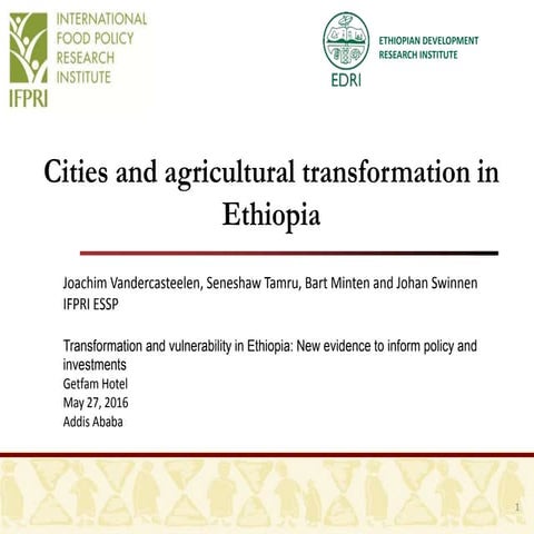 Cities and agricultural transformation in Ethiopia  