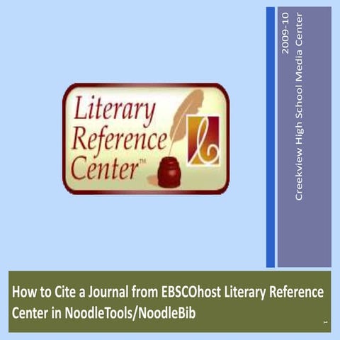 Citing A Journal Article From EBSCOhost Literary Reference Center
