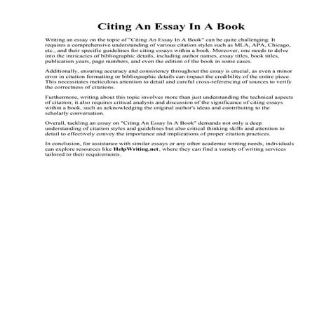 Citing An Essay In A Book