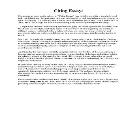 Citing Essays.  Citation in an essay. How to Put a Quote in an Essay. 2019-02-20