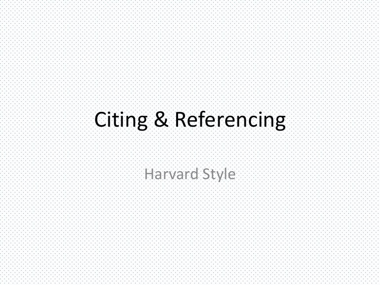 Understanding Citing Referencing Harvard Style
