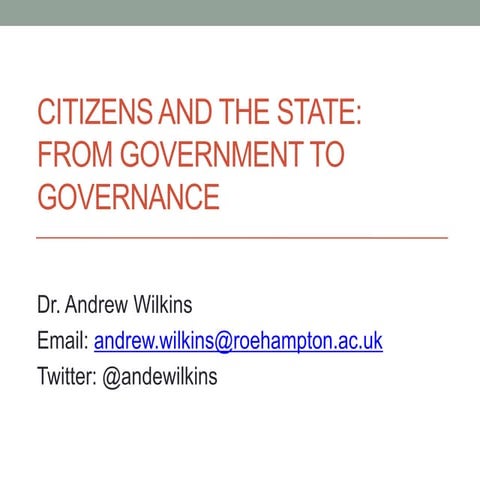 Citizen and the state: From Government to Governance