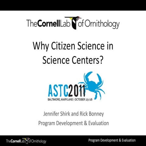 Citizen science at informal science education institutions   workshop slides