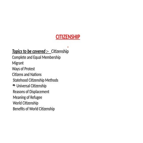 Political Science Citizenship-Political Theory class-XI