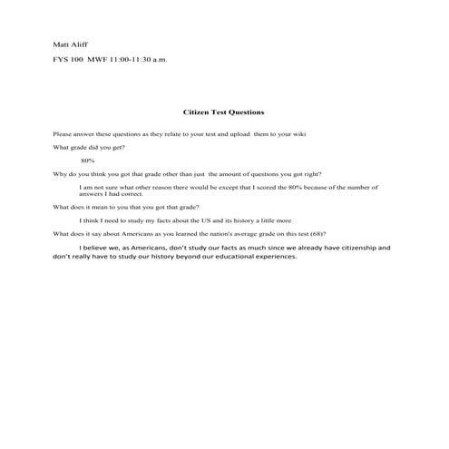 Citizenship test | DOCX
