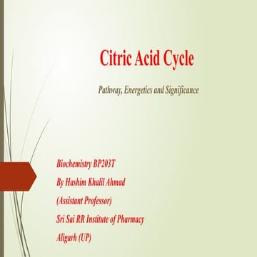 Citric Acid Cycle for B.pharma biochemistry