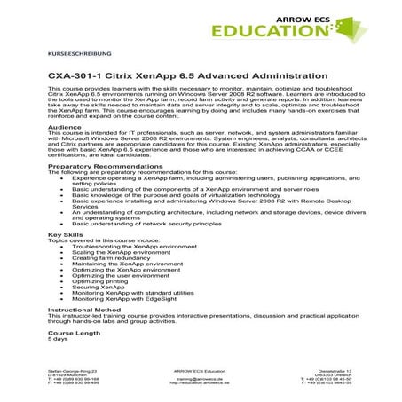 Citrix advanced training outlines