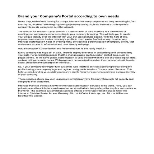 Brand your Company’s Portal according to own needs