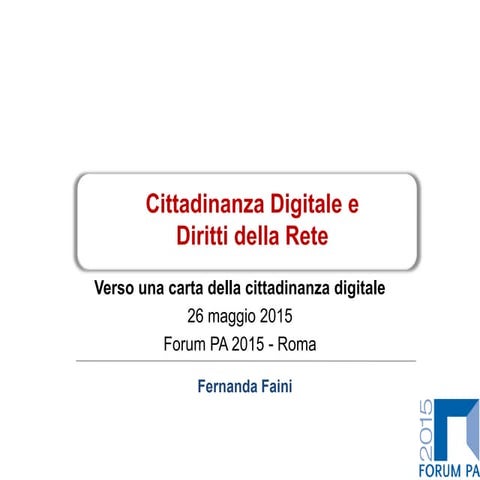 Cittadinanza digitale e diritti della rete