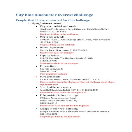 City Bloc Blocbuster Everest Challenge contacts 2