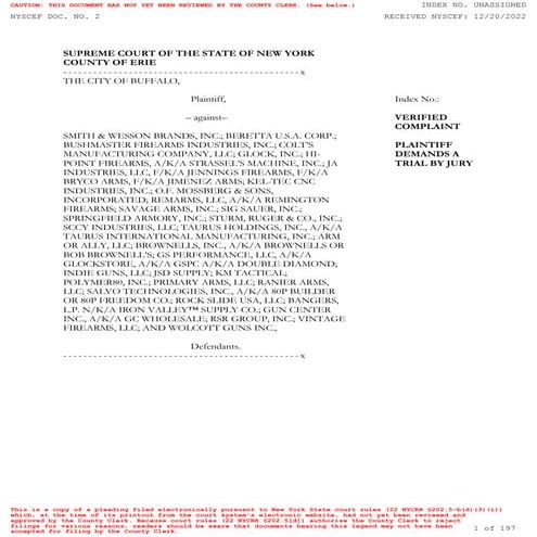 City of Buffalo lawsuit against gun manufacturers