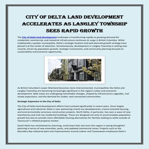 City of Delta Land Development Accelerates as Langley Township Sees Rapid Gro...
