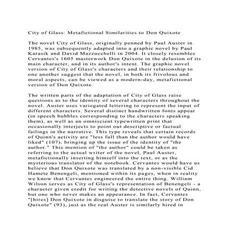 City of Glass Metafictional Similarities to Don QuixoteThe no.docx