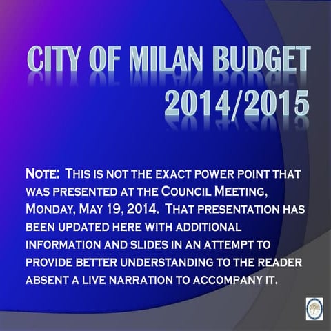 City of Milan Budget 2014/15 presentation