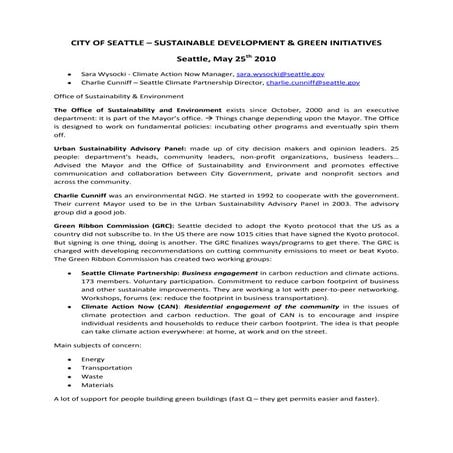 City of Seattle - Sustainable Development