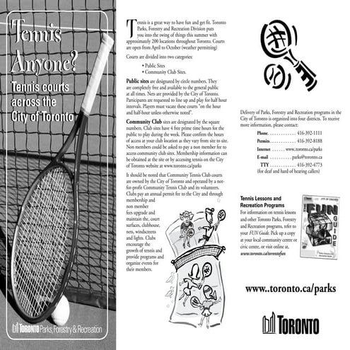 City of toronto tennis brochure web