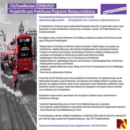 Citytravelreview Auslandspraktikum Edinburgh 2020 - Reisejournalismus