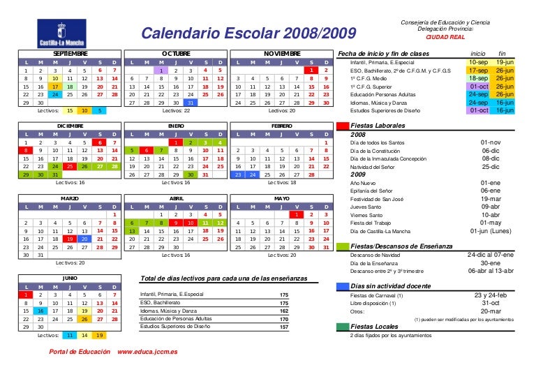 Calendario Escolar De Ciudad Real IMAGESEE