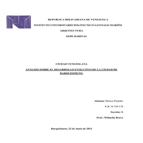 Ciudad venezolana    urbanismo