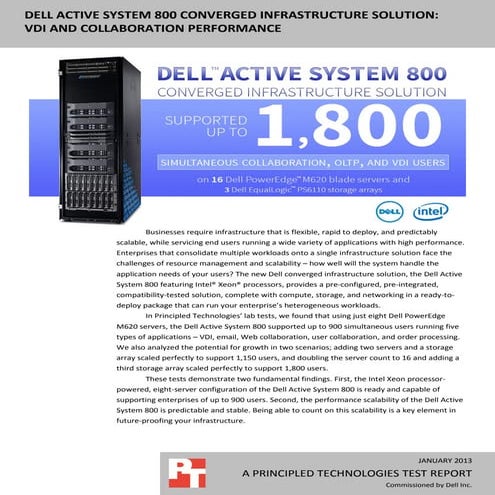 Dell Active System 800 converged infrastructure solution: VDI and collaborati...