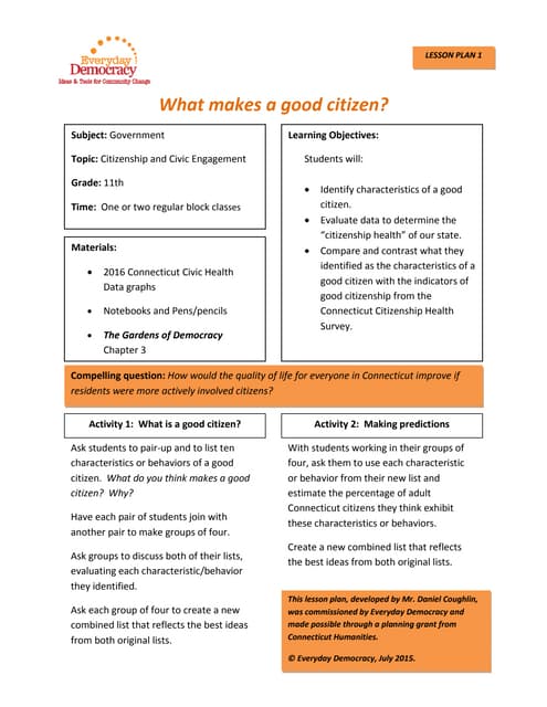 Civic Engagement Lesson Plan (Parts...