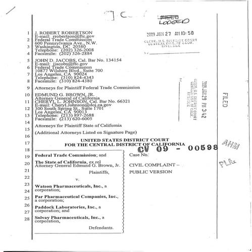 2009 BIOL503 Class 4 Supporting doc: Civil Complaint Ftc Androgel 090202andro...