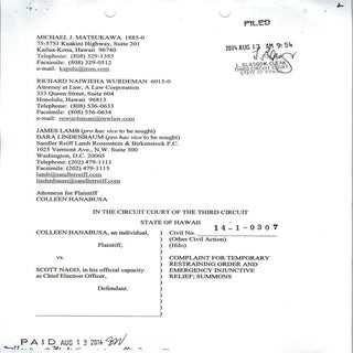 Complaint for Restraining Order