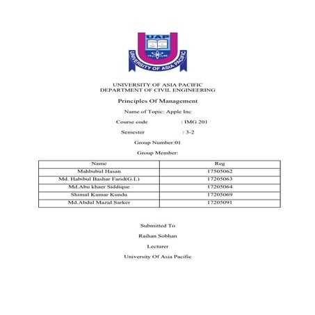 Apple Inc Managment Report
