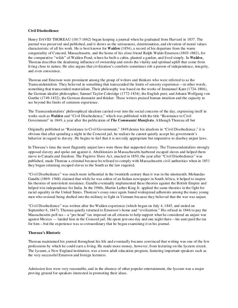 Essays on civil disobedience