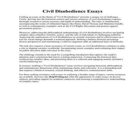 Civil Disobedience Essays