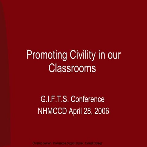 Promoting Civility in Our Classrooms 