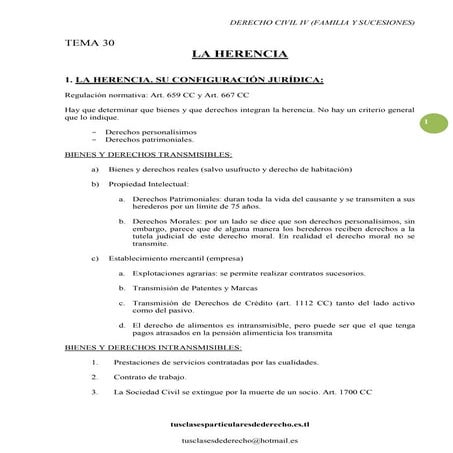 Civil iv sucesiones tema 30 la herencia