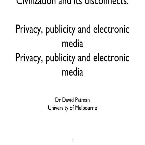 Civilization and its disconnects