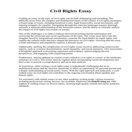 Civil Rights Essay. Northwestern Michigan College