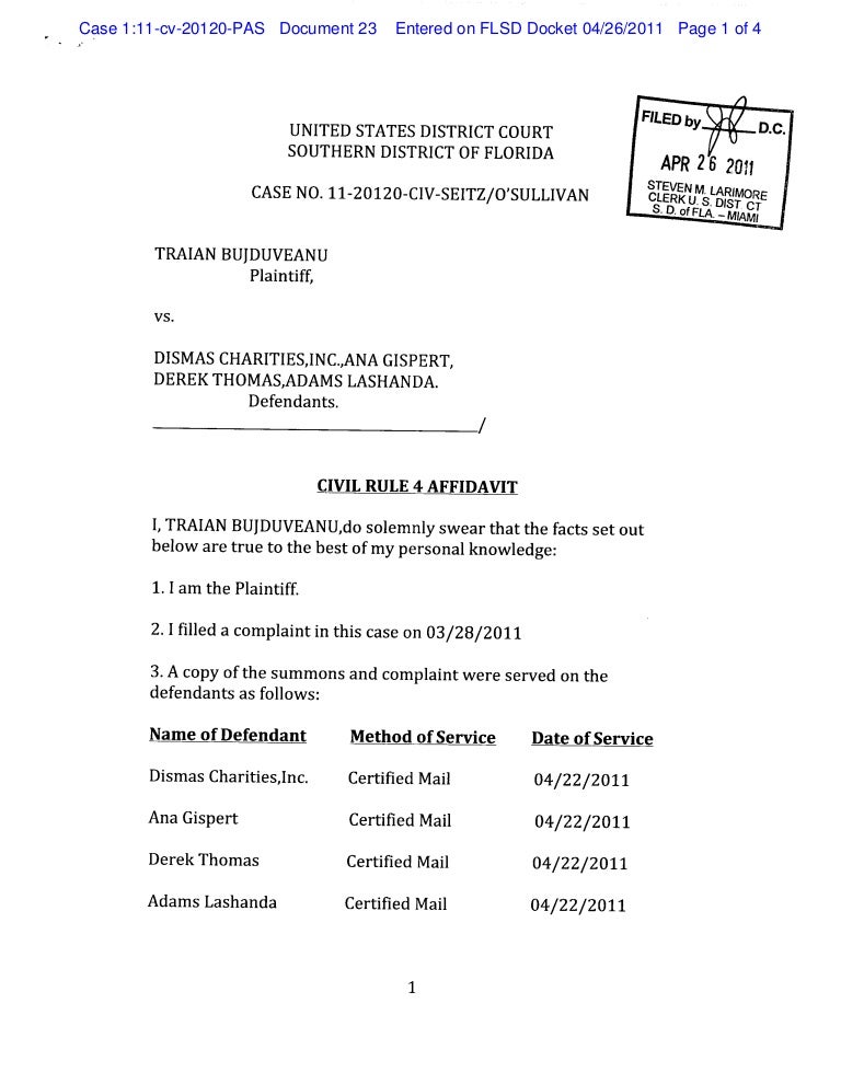 Civil rule 4 affidavit