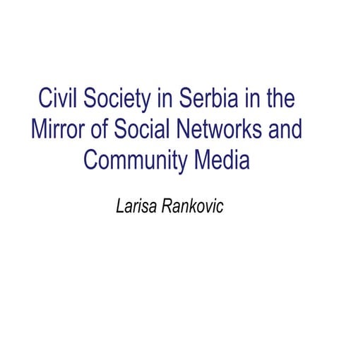 Civil society serbia and social networks