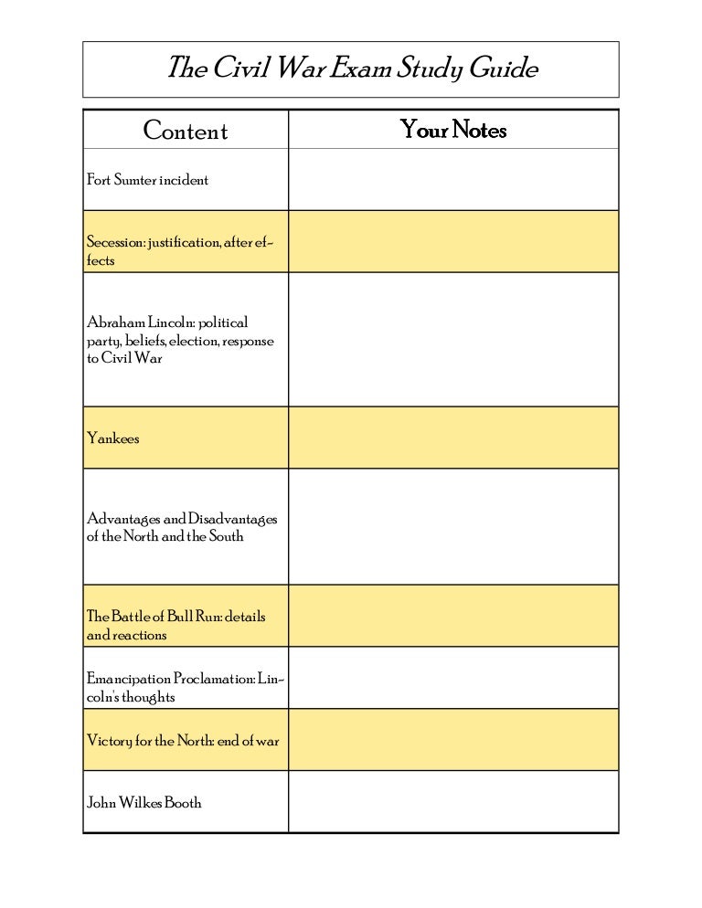 Civil war study guide