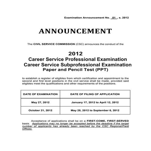 Civl service examination