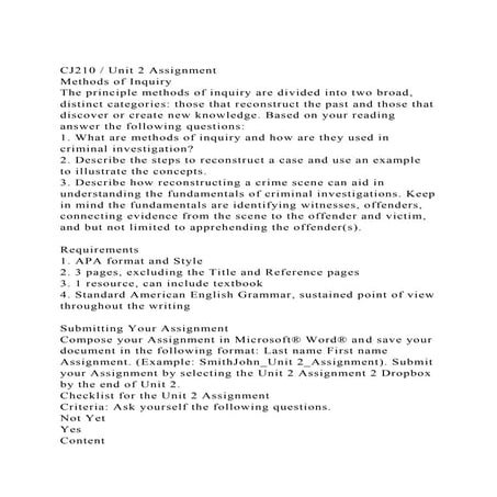CJ210 Unit 2 AssignmentMethods of InquiryThe principle metho.docx