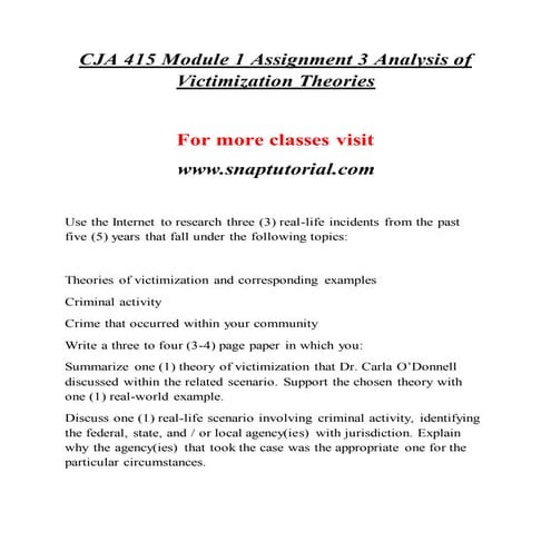 Cja 415  Success Begins / snaptutorial.com