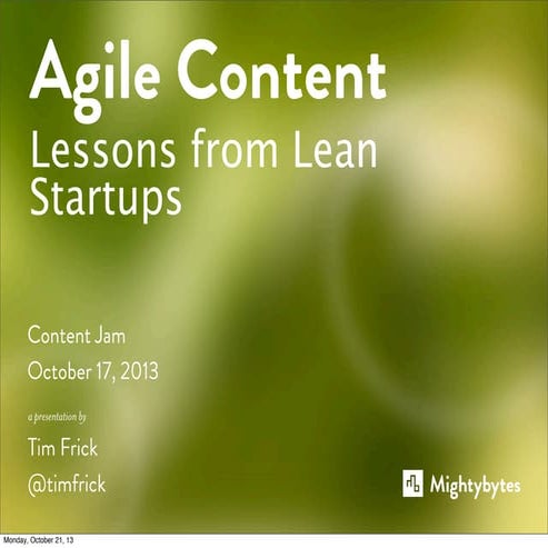 Agile Content: Lessons from Lean Startups