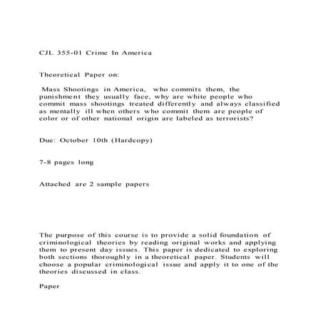 CJL 355-01 Crime In AmericaTheoretical Paper on Mass 