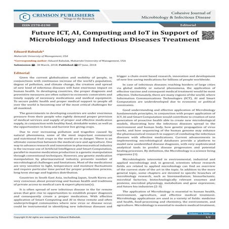 Future ICT, AI, Computing and IoT in Support of Microbiology and Infectious D...