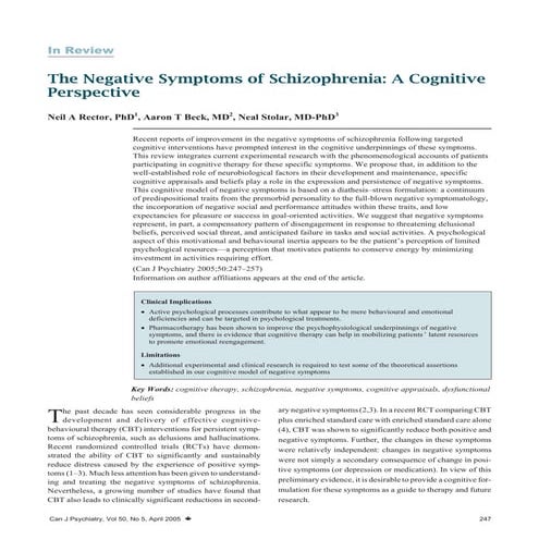 The Negative Symptoms of Schizophrenia | PDF