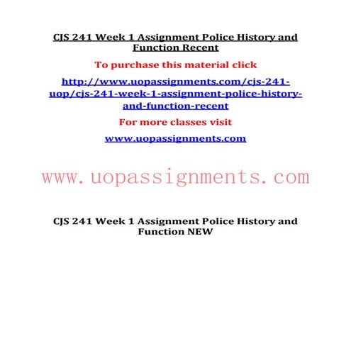 CJS 241 Entire Course NEW | DOCX