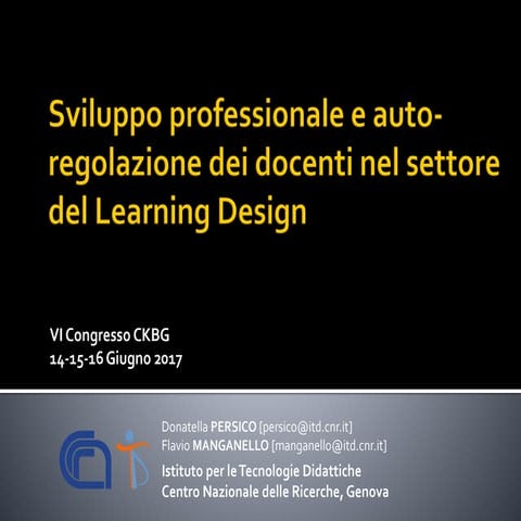Svilippo professionale e auto-regolazione dei docenti nel settore del Learnin...